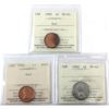 Image 1 : 1-cent 1960 MS65 Red, 1-cent 1962 MS65 Red & 5-cent 1960 MS65 All ICCS Certified. 3pcs