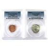 Image 1 : 1-cent 2006P Magnetic MS66 Red & 5-cent 2000P MS65 Both PCGS Certified. 2pcs