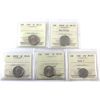 Image 1 : 5-cent 1999, 2003P, 2003P NE, 2006 & 10-cent 1980 Wide 0 All ICCS MS65. 5pcs
