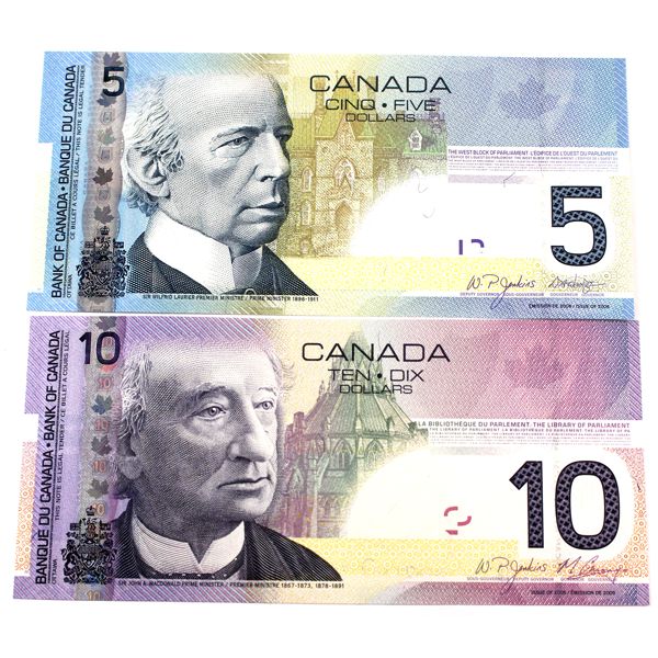 BC-67aA 2006 $5 & BC-68bA 2008 $10 Replacement Notes UNC or Better. 2pcs