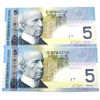 Image 1 : Pair of 2006 $5 Notes with Matching 4 Digit RADARs AOK0167610 & AOV0167610 UNC or Better. 2pcs