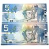 Image 2 : Pair of 2006 $5 Notes with Matching 4 Digit RADARs AOK0167610 & AOV0167610 UNC or Better. 2pcs