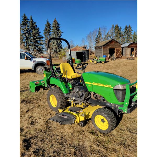 NEW COST Approx. $35,000. JD 2305,#LV2305H222673, Riding 4x4 diesel tractor c/w 62" mower & 3-point