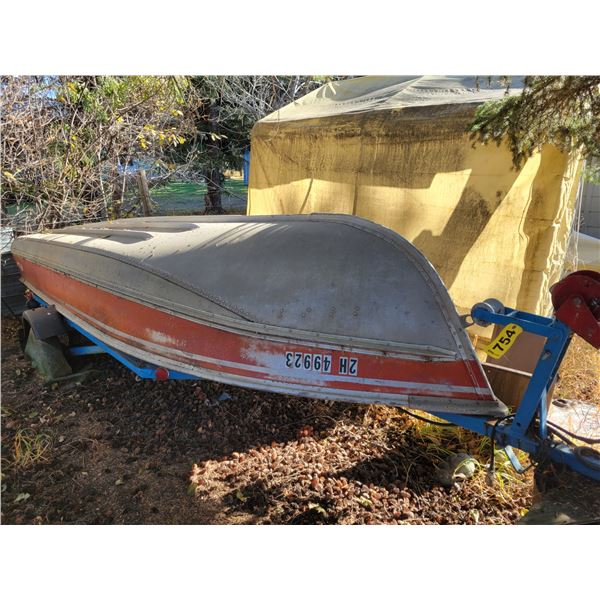 Approx. 14' Alum. Fishing boat & trailer (No VIN #)