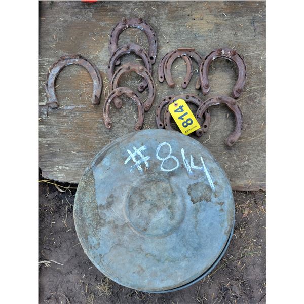 Horse shoes & pail c/w lid