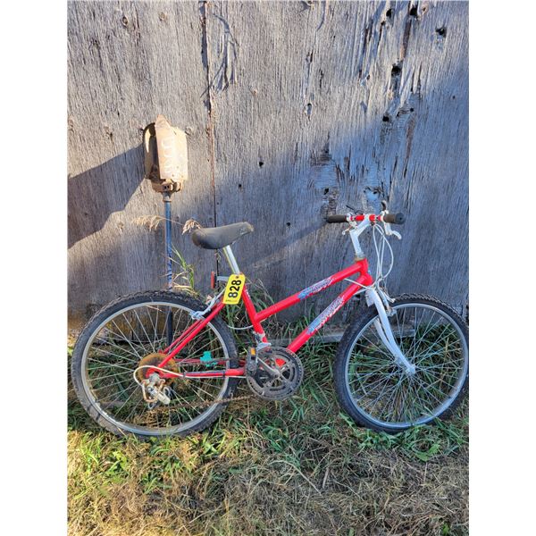 Red ladies bike & post auger