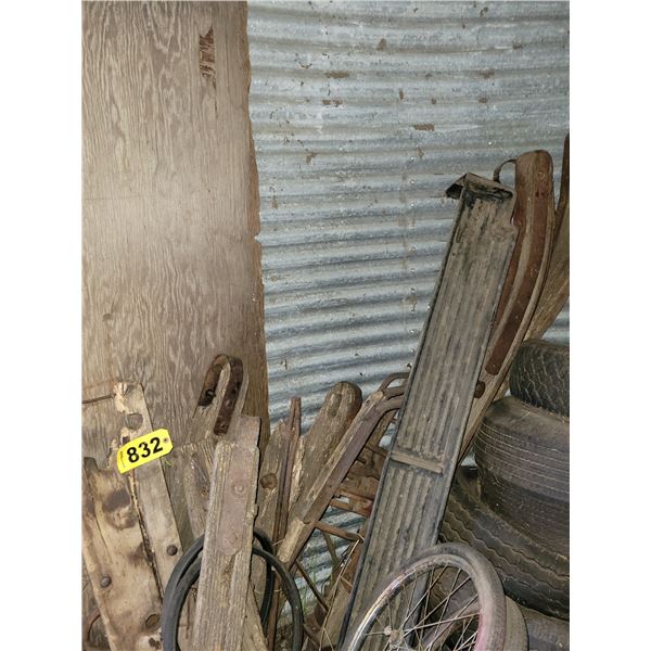 Old sleigh, runners & parts