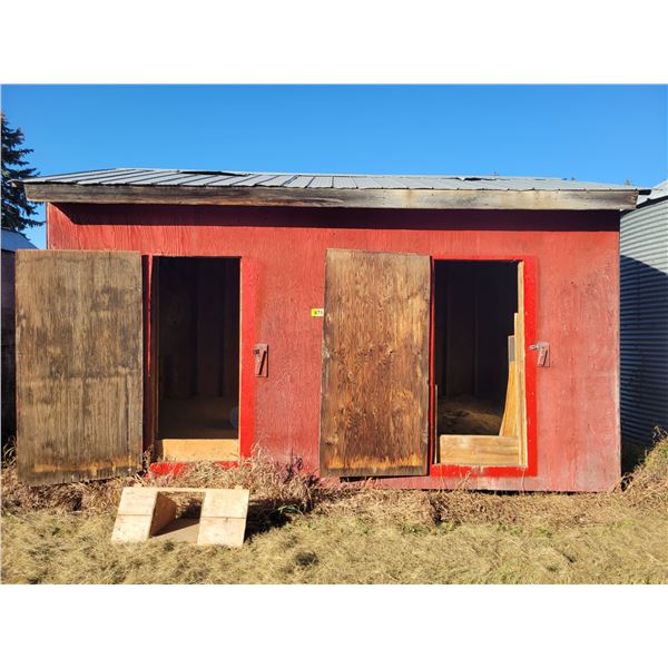 Wood grainary, 2- Compartments, Approx. 10' x 16'