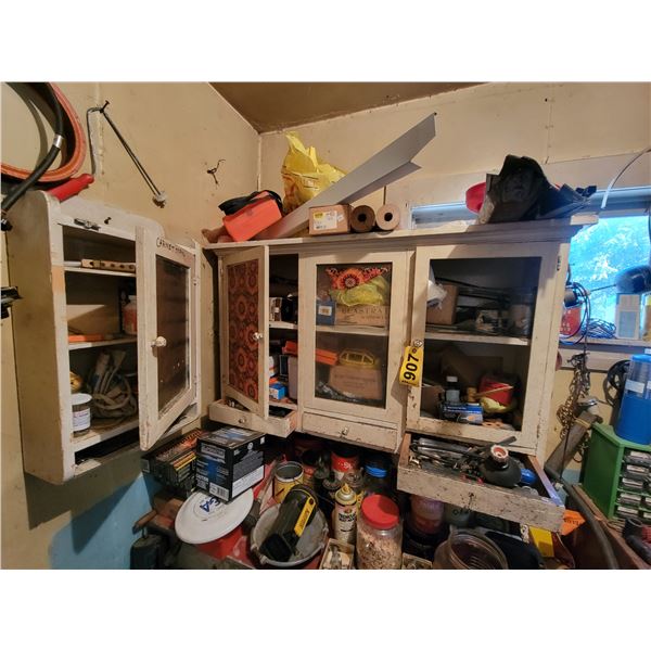 Balance of contents in the porch. Parts, misc. & 2- Cabinets