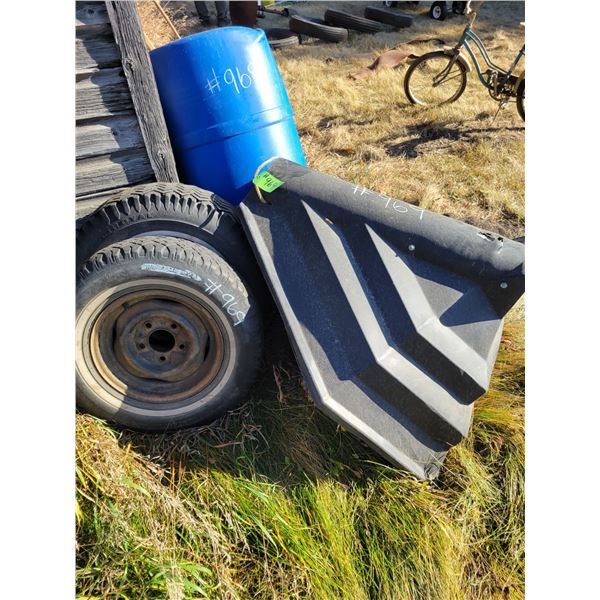 Barrel, heater, black hopper, 2- tires