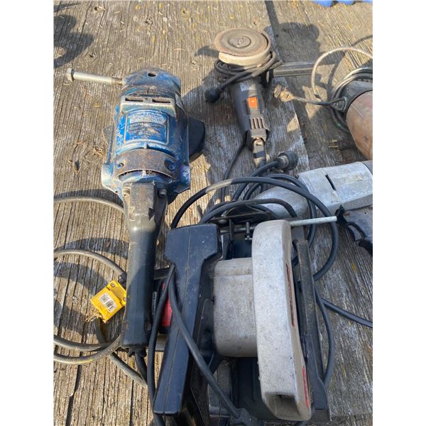 2- Angle grinders, sprayer, skill saw, jigsaw, impact gun & power tester(working)