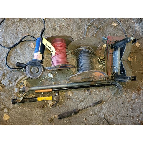 Elec. Grinder, old tester, hammer, bender, wiring