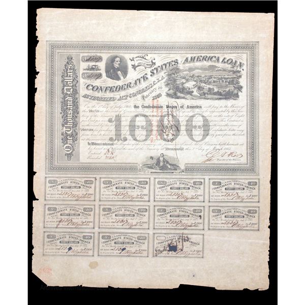 C.S.A. Act of February 20th, 1863 $1000 (T134-B206, Cr.# none) S/N 45317