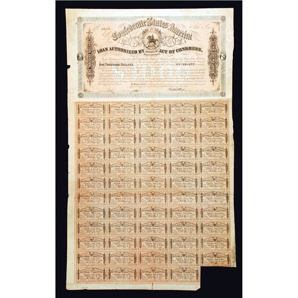 C.S.A. Act of February 17th, 1864 $1000 (T159-B330, Cr.144E) S/N 2492