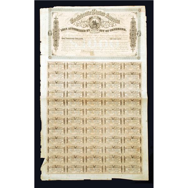 C.S.A. Act of February 17th, 1864 $1000 (T159-B334, Cr.144I) S/N 8110