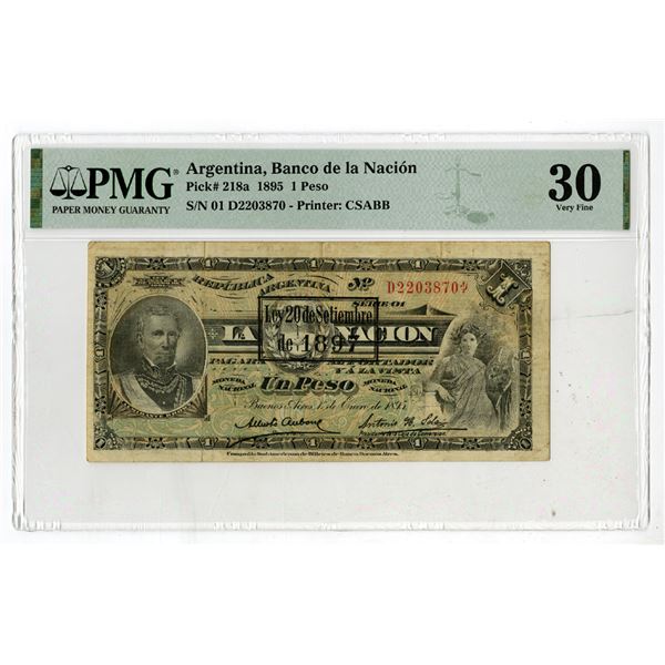 Republica Argentina, Banco de la Nacion, 1895, Issued Banknote