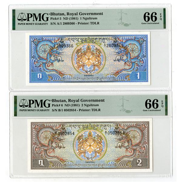 Royal Government of Bhutan, ND (1981), Pair of Issued Banknotes