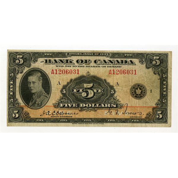 Bank of Canada, 1935, Issued Banknote