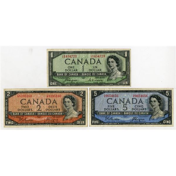 Bank of Canada, 1954, Trio of Issued Banknotes