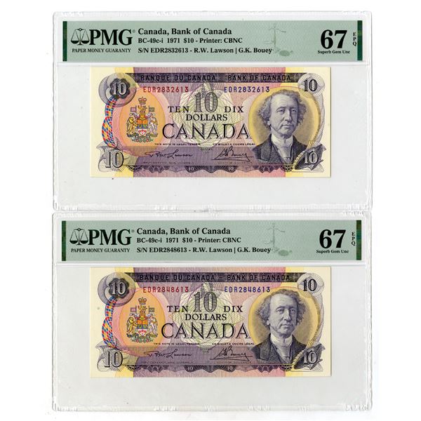 Bank of Canada, 1971, Pair of Issued Banknotes