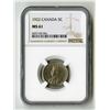 Image 1 : Canada: KGV 5 Cents. 1922, KM-29, NGC Graded MS 61.