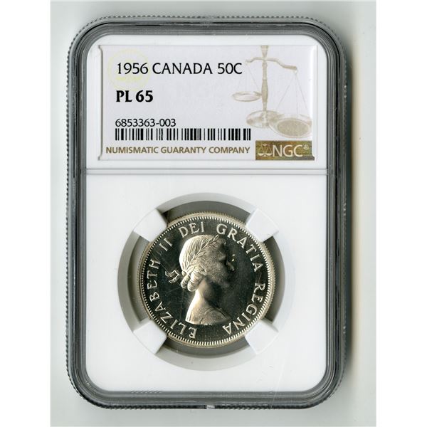 Canada: 1956. 50 Cents, 1956; KM-53, Royal Canadian Mint. NGC Graded PL 65.