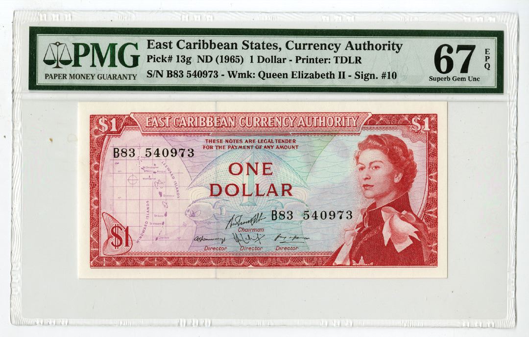 Ec Currence Sign East Caribbean Currency Authority, ND (1965), Issued Banknote