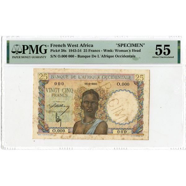 Banque de l'Afrique Occidentale, 1943-54, Specimen Banknote