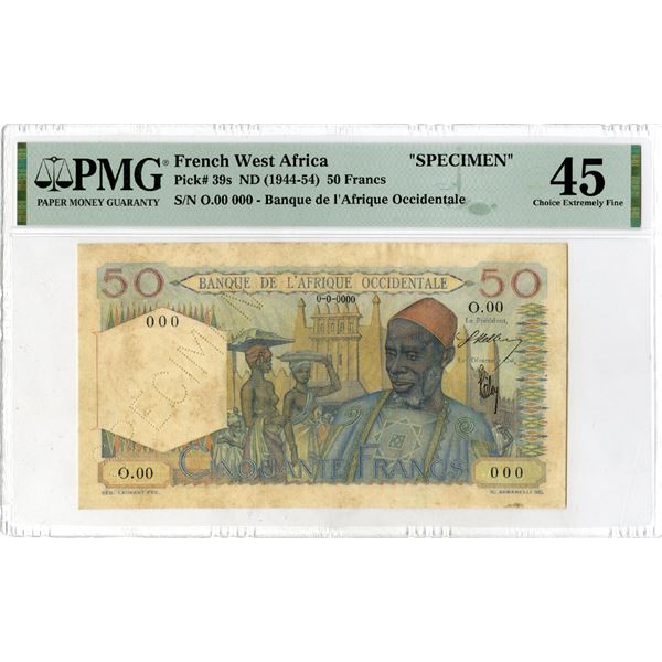 Banque de l'Afrique Occidentale, ND (1944-54), Specimen Banknote