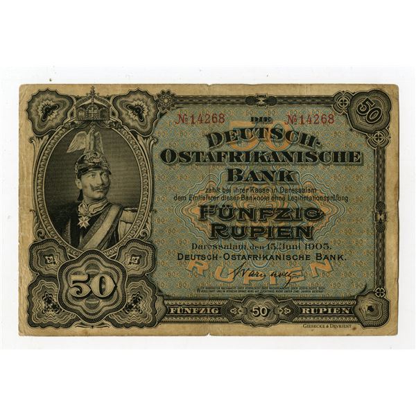 Deutsch-Ostafrikanische Bank, 1905, Issued Banknote