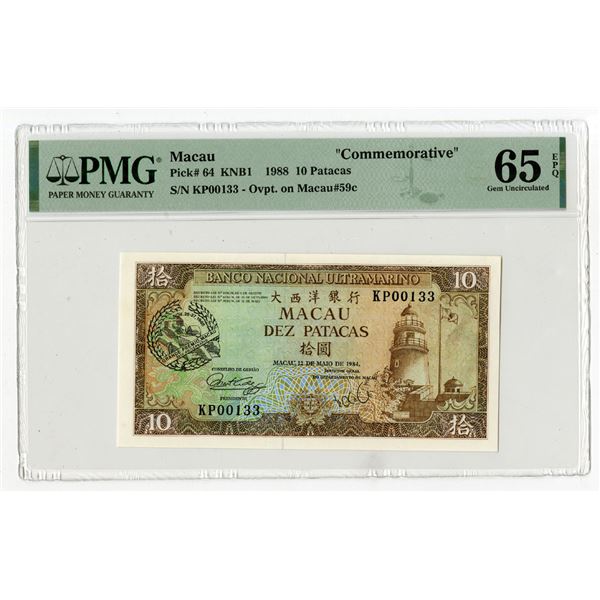 Banco Nacional Ultramarino, 1988, Commemorative Banknote  Grande Premio Macau 