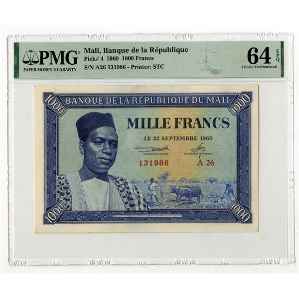 Banque de la Republique du Mali. 1960. Issued Note.