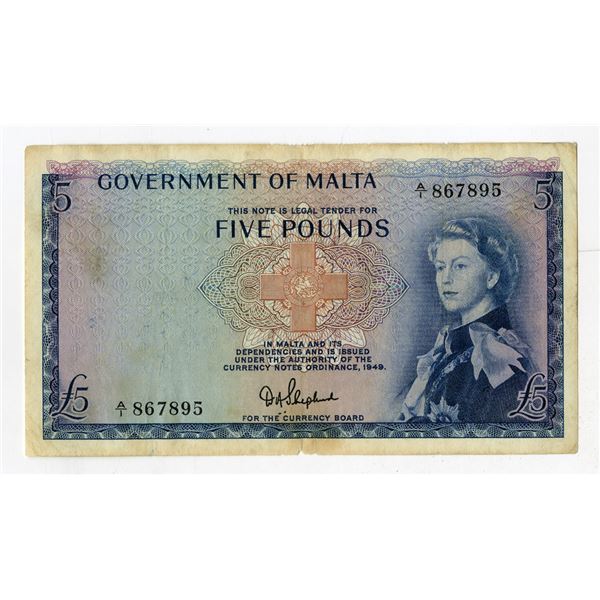 Government of Malta, L.1949 (1961), Issued Banknote