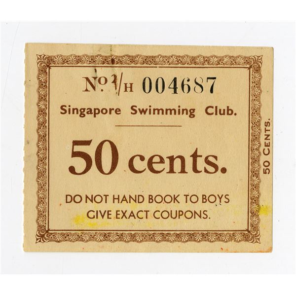 Singapore Swimming Club, ND ca.1920-40s, Scrip Note