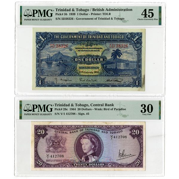 Trinidad & Tobago Issued Banknote Pair, 1939-64