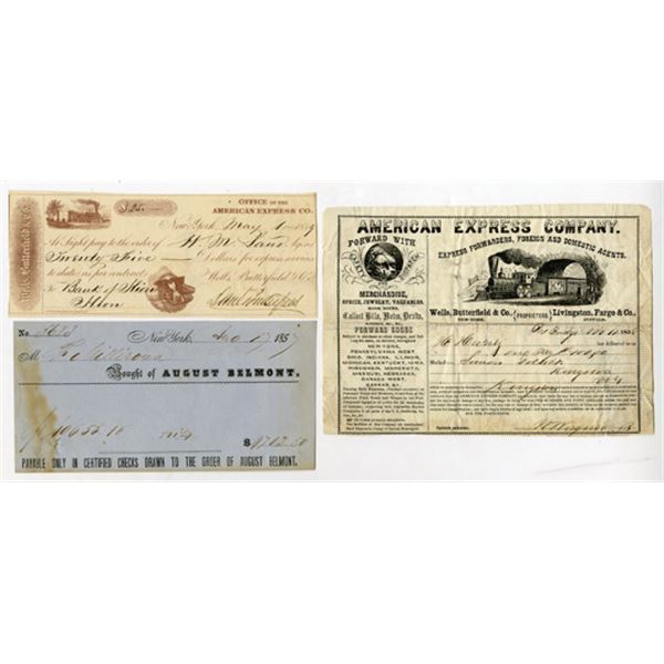 Wells, Butterfield & Co. 1857-59, Document Trio, One signed by a Union Civil War General Daniel Adam