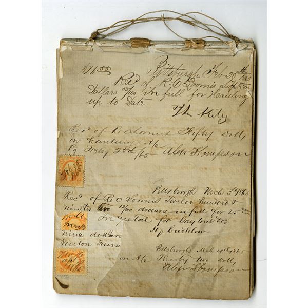 Post Civil War Company Ledger with Receipts, ca.1865-66 for Payment of Hauling Pig Iron by Various P