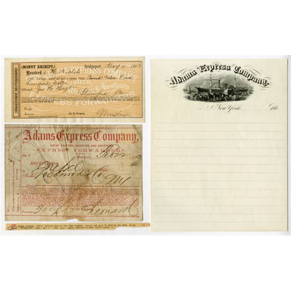 Adams Express Co., 1863-65, Letterhead and Checks