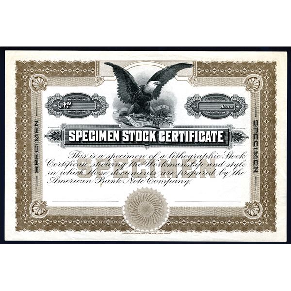 American Bank Note Company,  Specimen Stock Certificate  ca.1900 Advertising Stock Certificate.