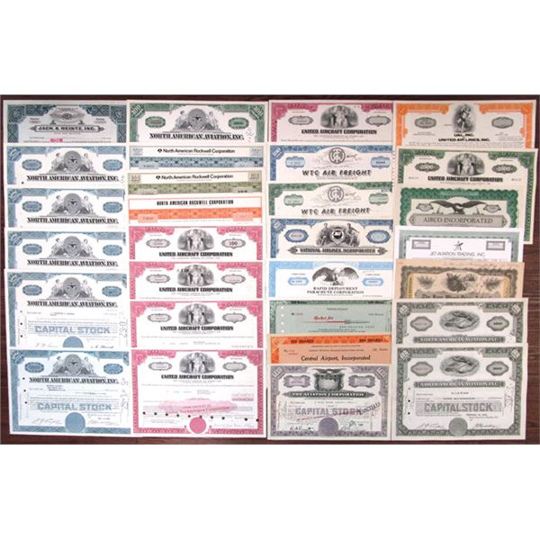 Aviation Related Assortment of I/C Stock and Bond Certificates, ca.1920-1997