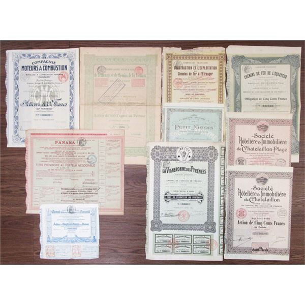 Hotel, Railroad and Vintners, French I/U Bond Assortment, ca.1880-1927