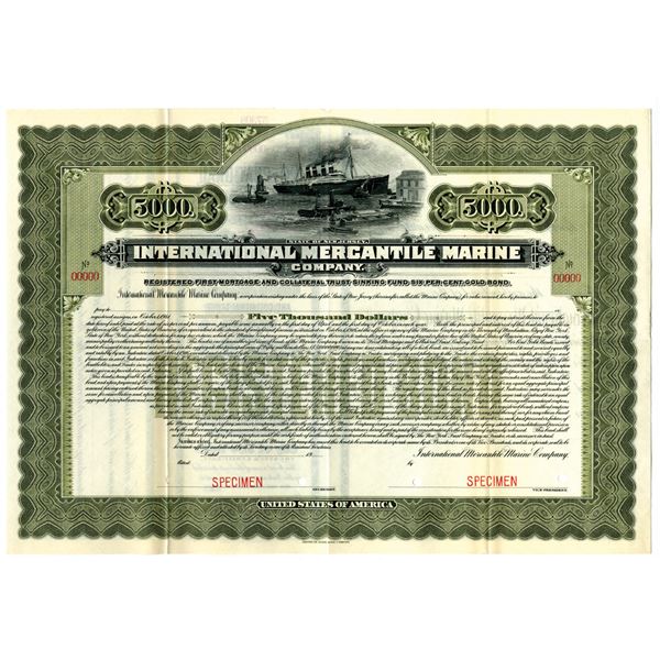 International Mercantile Marine Co., 1916 Historic Specimen Bond from J.P. Morgan Controlled Company