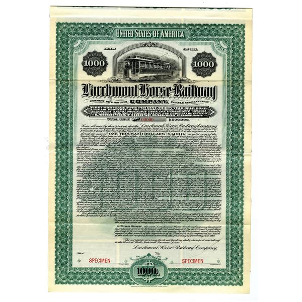 Larchmont Horse Railway Co., 1901 Specimen Bond Rarity