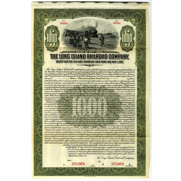 Long Island Railroad Co. 1917 Specimen Bond