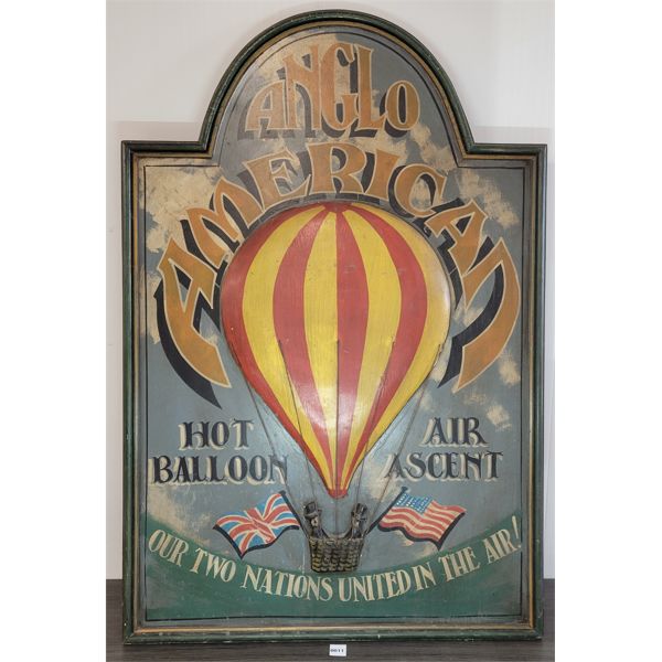 ANGLO AMERICAN HOT AIR BALLOON RELIEF SIGN IN WOOD 