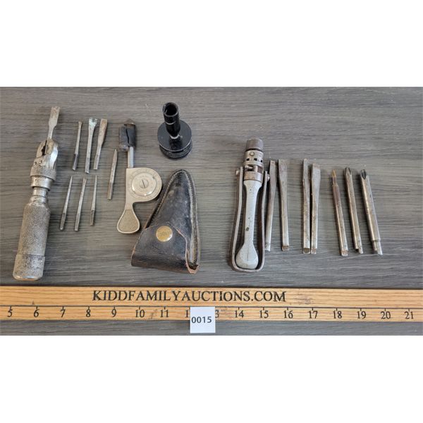 LOT OF 4 - BERGMAN TOOL CO. MULTI TOOL, WELTRECORD SWING HANDLE RACHETED SCRWDRIVER