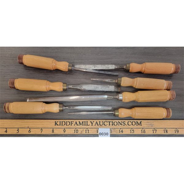 LOT OF 7 - VINTAGE SORBY SHEFFIELD CARVING CHISELS