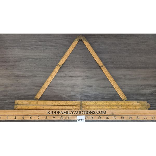 LOT OF 2 - BOXWOOD & BRASS RULERS 24 INCH & 36 INCH