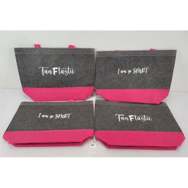 LOT OF 4 - FABRIC TOTE BAGS W/ DESIGN