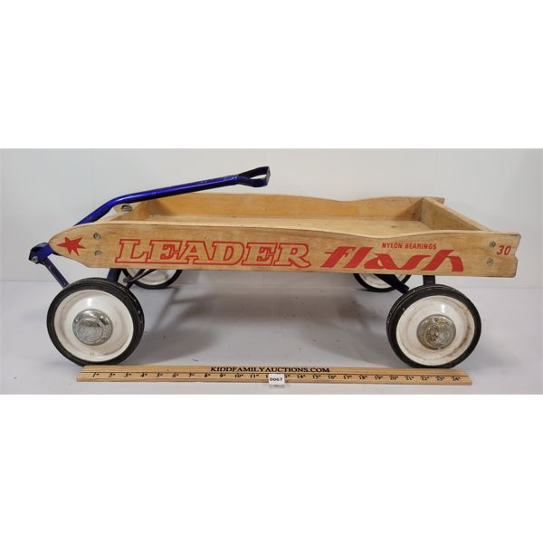 WOODEN LEADER WAGON W/ METAL HANDLE